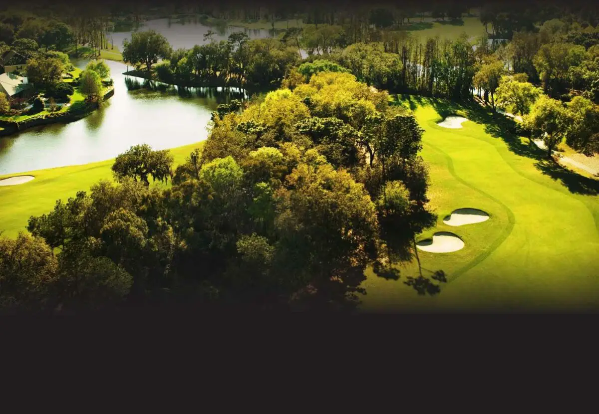 aerial view of the grounds at Avila Golf & Country Club with a lake